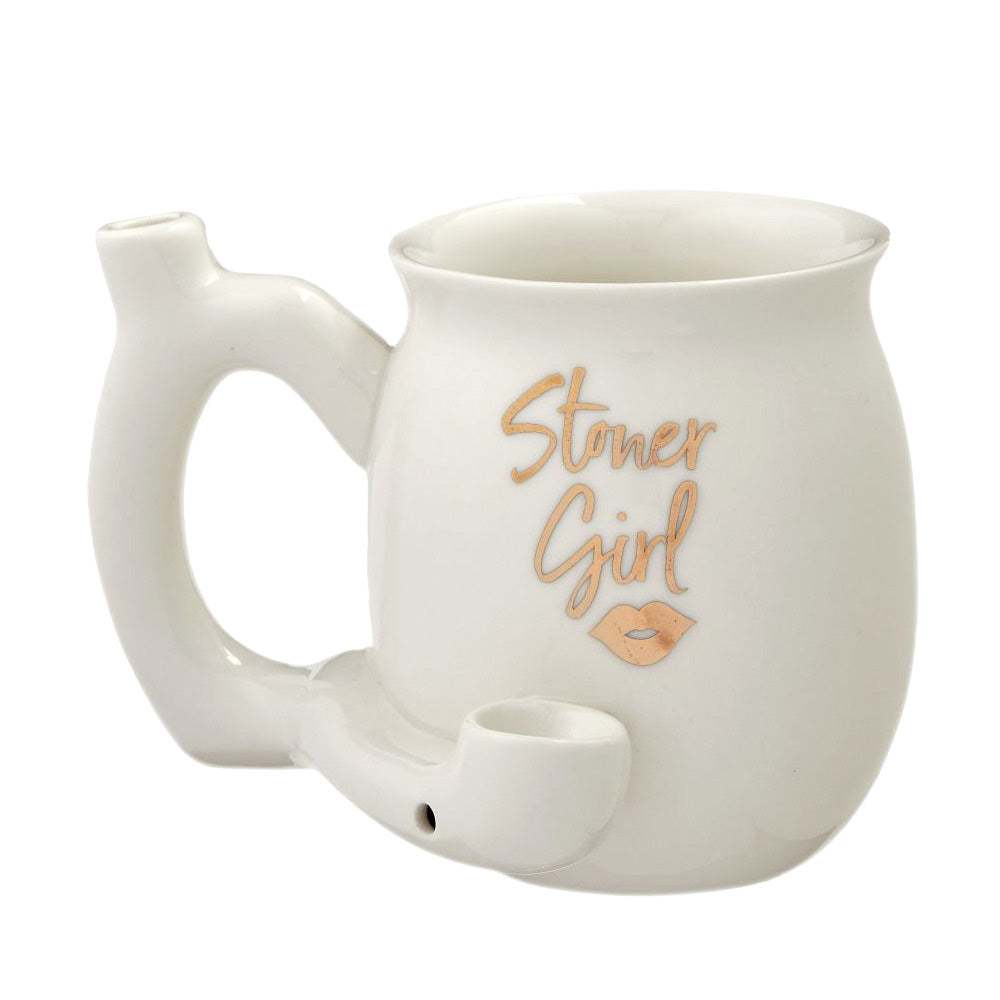 White Stoner Girl Ceramic Mug Pipe