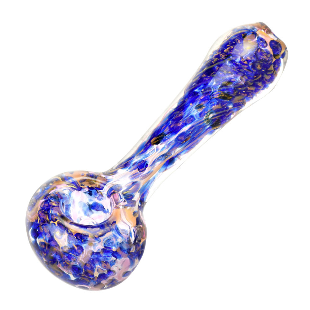 The High Culture Blue and Gold Fumed Swirl Spoon Pipe - 4.5