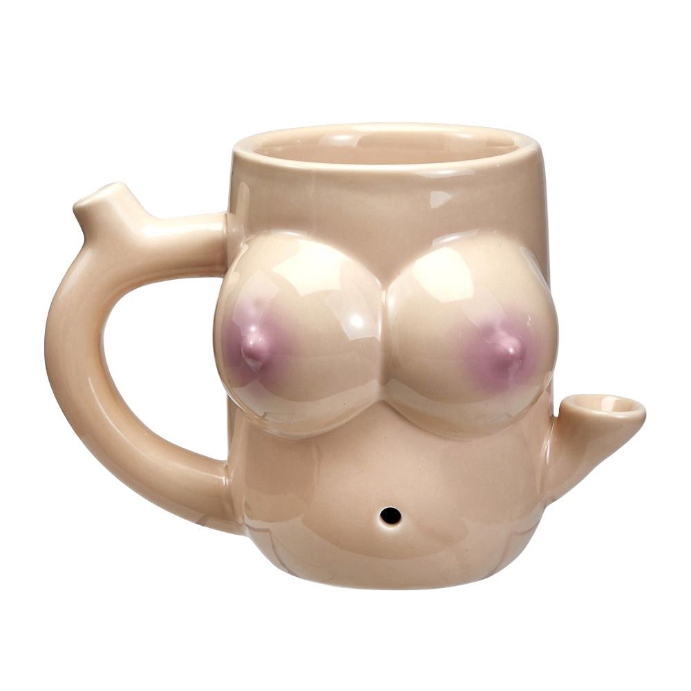 The High Culture Boob Lovers Ceramic Mug Pipe - 12oz / White