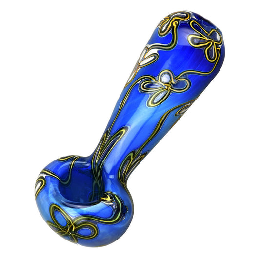 The High Culture Wild Yellow  Floral Double Glass Spoon Pipe - 5"