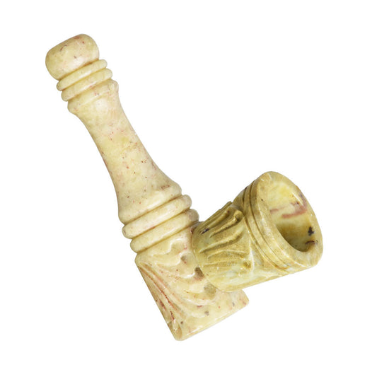 The High Culture Decoratively Carved Stone Pipe w/ Removable Bowl - 3"/Varied