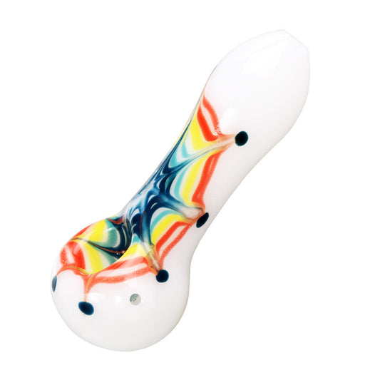 Rainbow Web Color Spiral Glass Hand Pipe- 4.5"