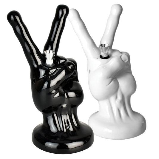 The High Culture Peace Sign Hand Ceramic Bong