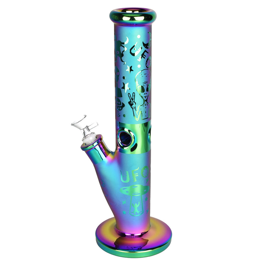 UFO Love Electroplated Straight Tube Bong | Blue Color