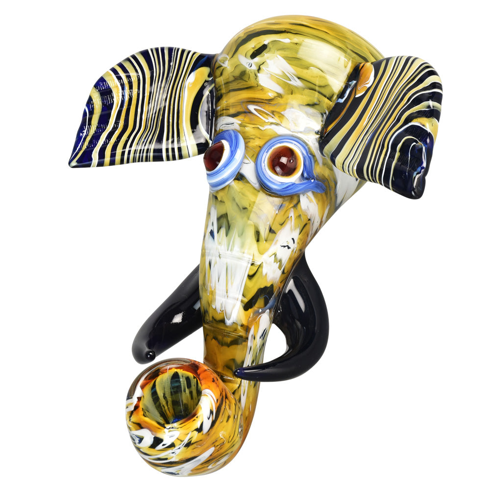 Eclectic Elephant Head Hand Pipe - 7"