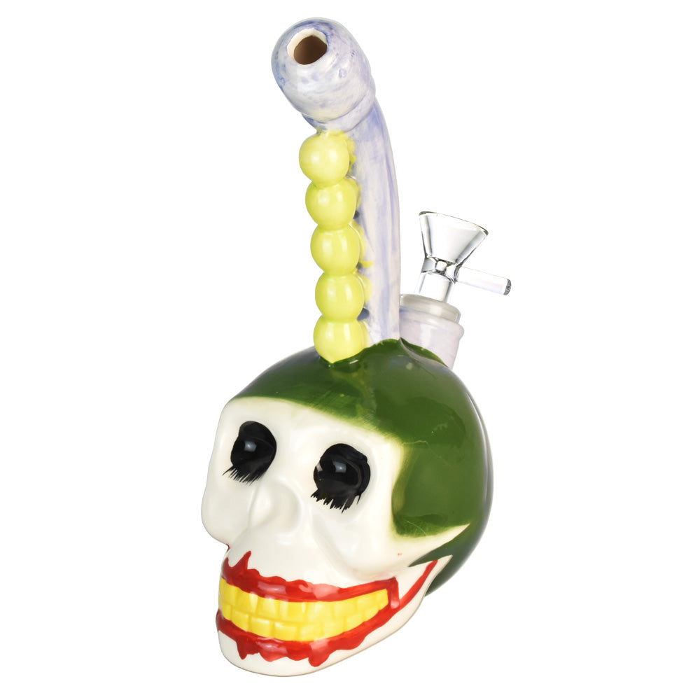 The High Culture  Smiling Skull Ceramic Water Pipe - 8"/14mm F