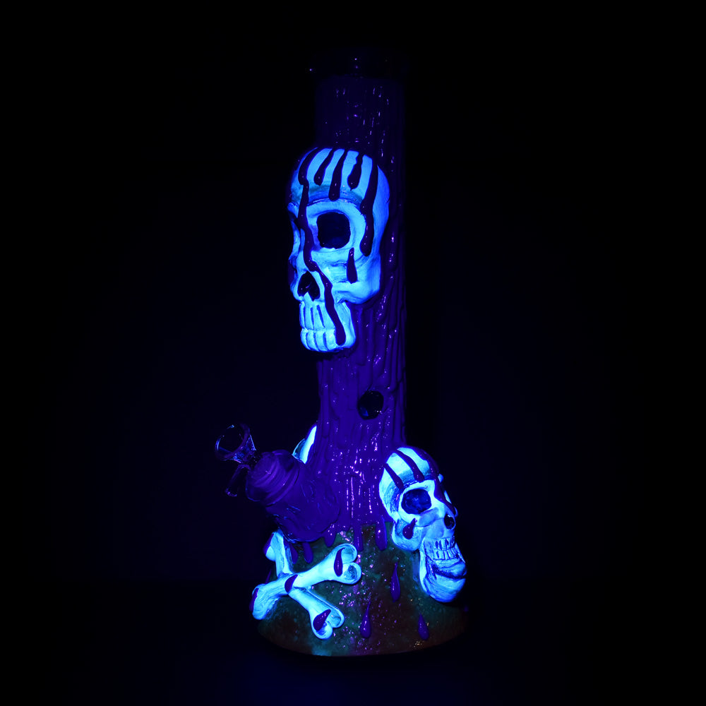 The High Culture Skull & Bones 3D Painted Beaker Water Pipe - 14" / 14mm F