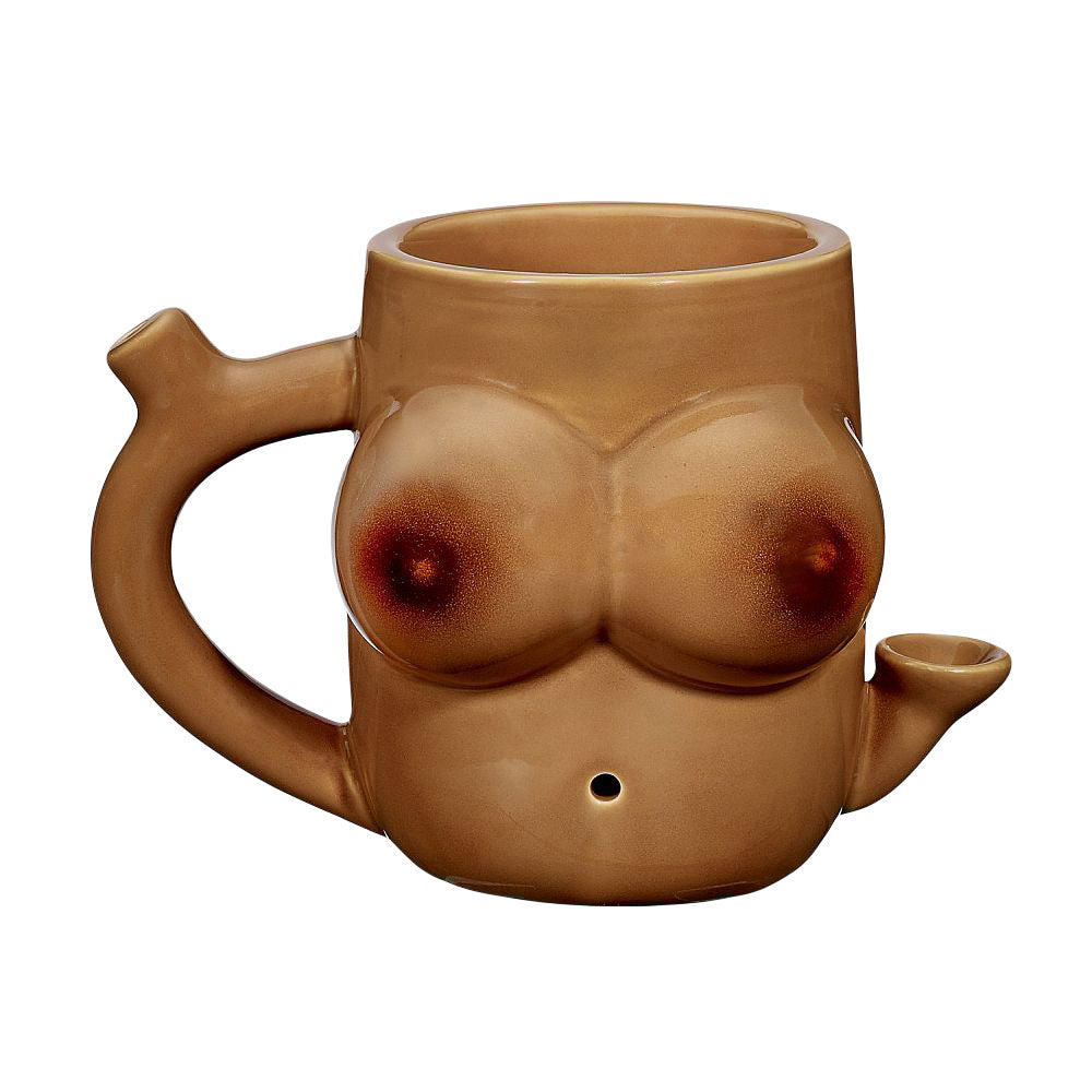 The High Culture Boob Lovers Ceramic Pipe Mug - 12oz / Brown