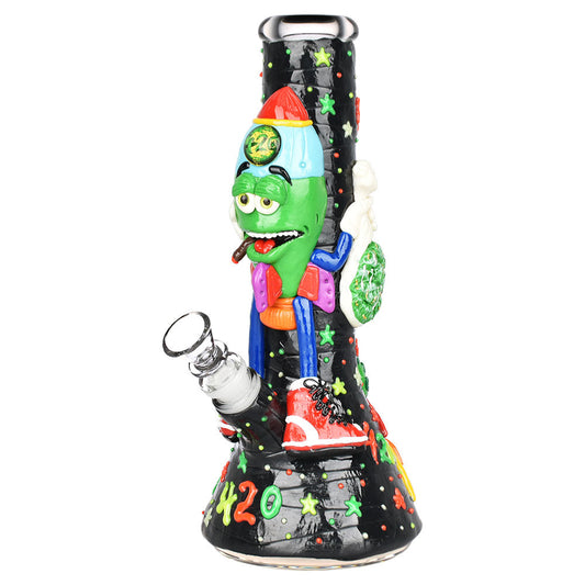 The High Culture Stoned Rocket Bro 3D Painted Water Pipe - 10.25" / 14mm F