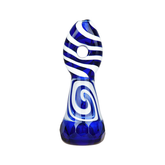 The High Culture Blue Zebra Faceted Chillum - 3"