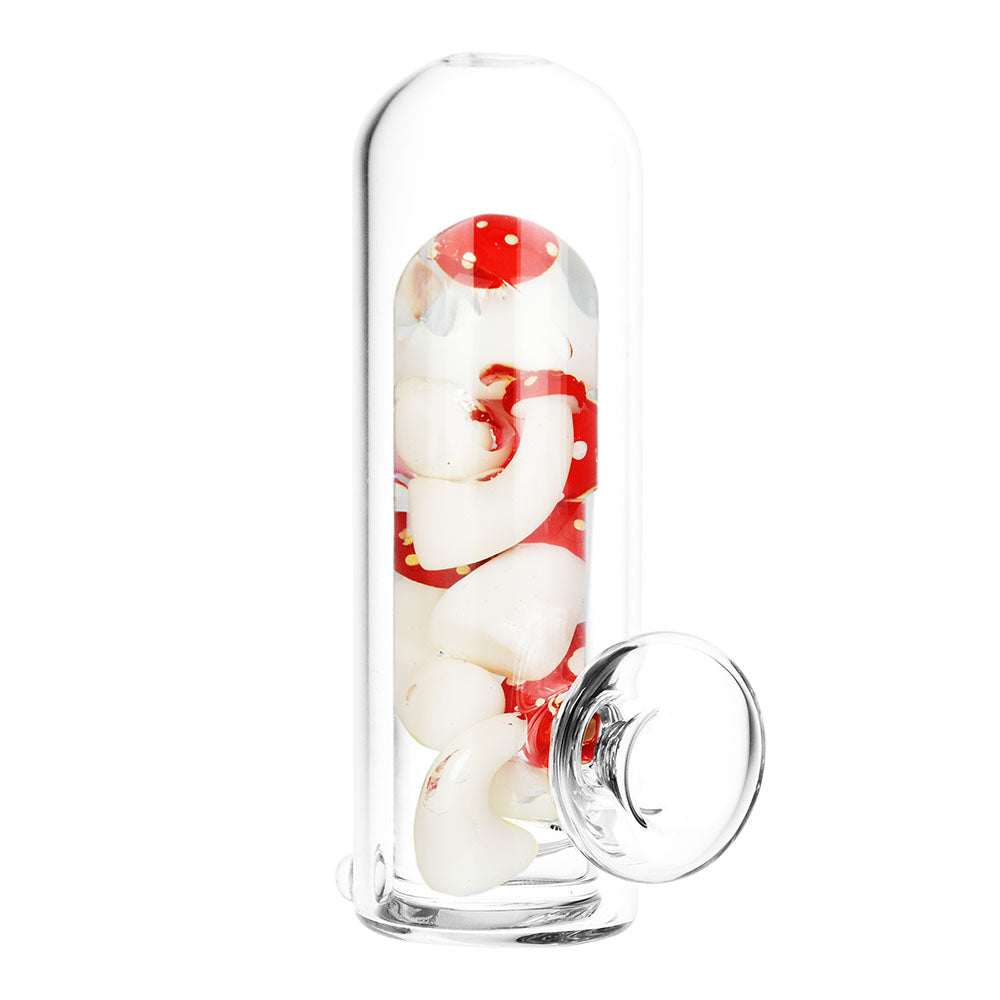 The High Culture Shroom Party Glow In The Dark Glass Hand Pipe - 5.25"
