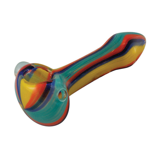 The High Culture 4" Multicolored Glass Smoking  Pipe w/ Stripes