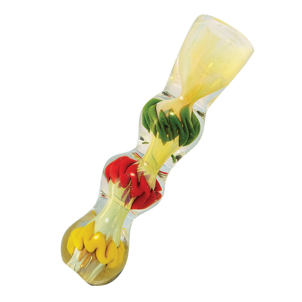 Rasta Color Glass Chillum Pipe