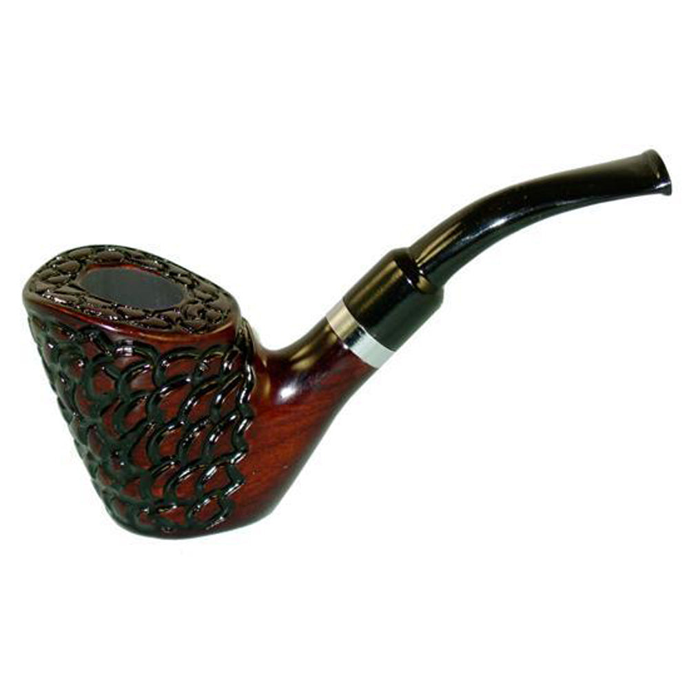 Pulsar Shire Pipes Standing Carved Cherry Wood Herb Pipe - 5.5"