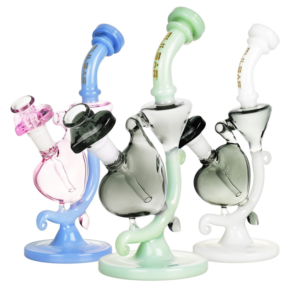 Pulsar Heart Recycler Water Pipe - 8.5" / 14mm F / Blue Pink