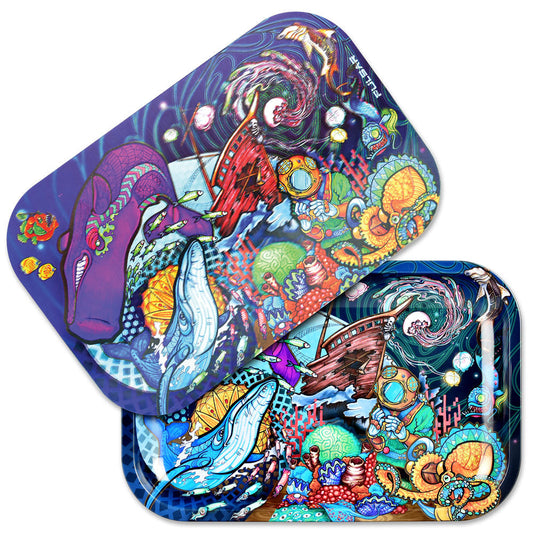 Pulsar Metal Rolling Tray w/ Lid | Psychedelic Ocean