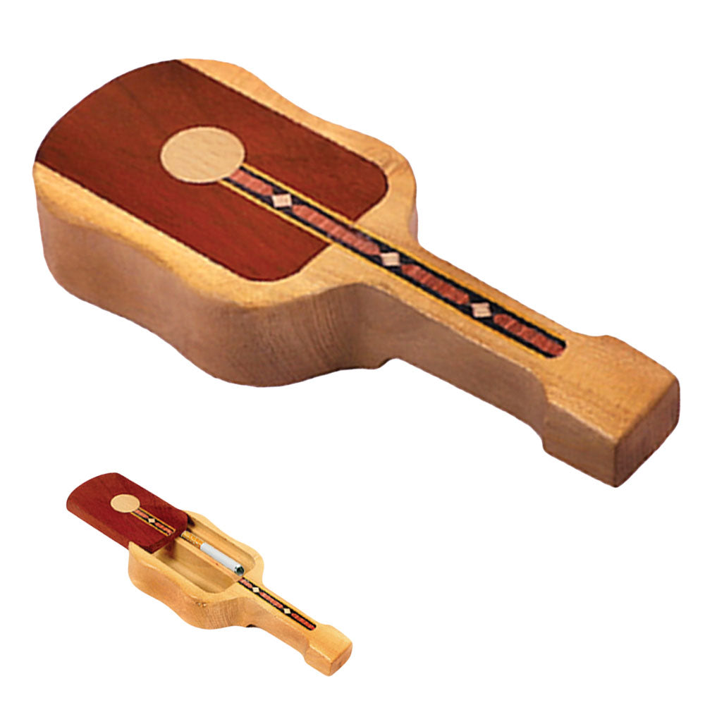 The High Culture Wood Guitar Taster Dugout w/ Magnetic Lock Slide Lid One Hitter