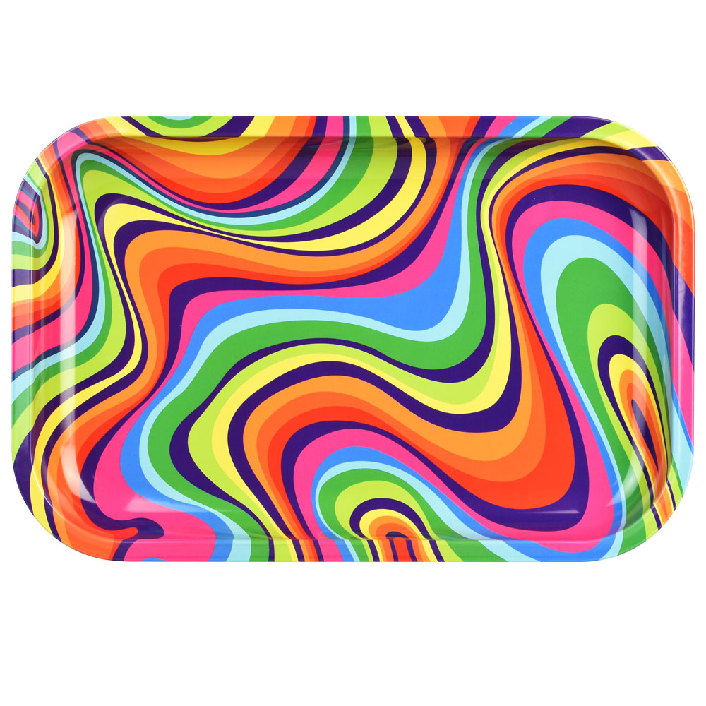 The High Culture Psychedelic Rainbow Swirl Metal Rolling Tray