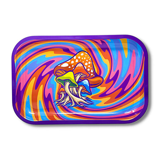 The High Culture Mushroom Rainbow Swirl Metal Rolling Tray