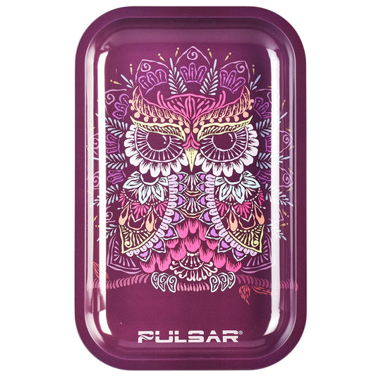 Pulsar Metal Rolling Tray - 11"x7" / Owl Mandala