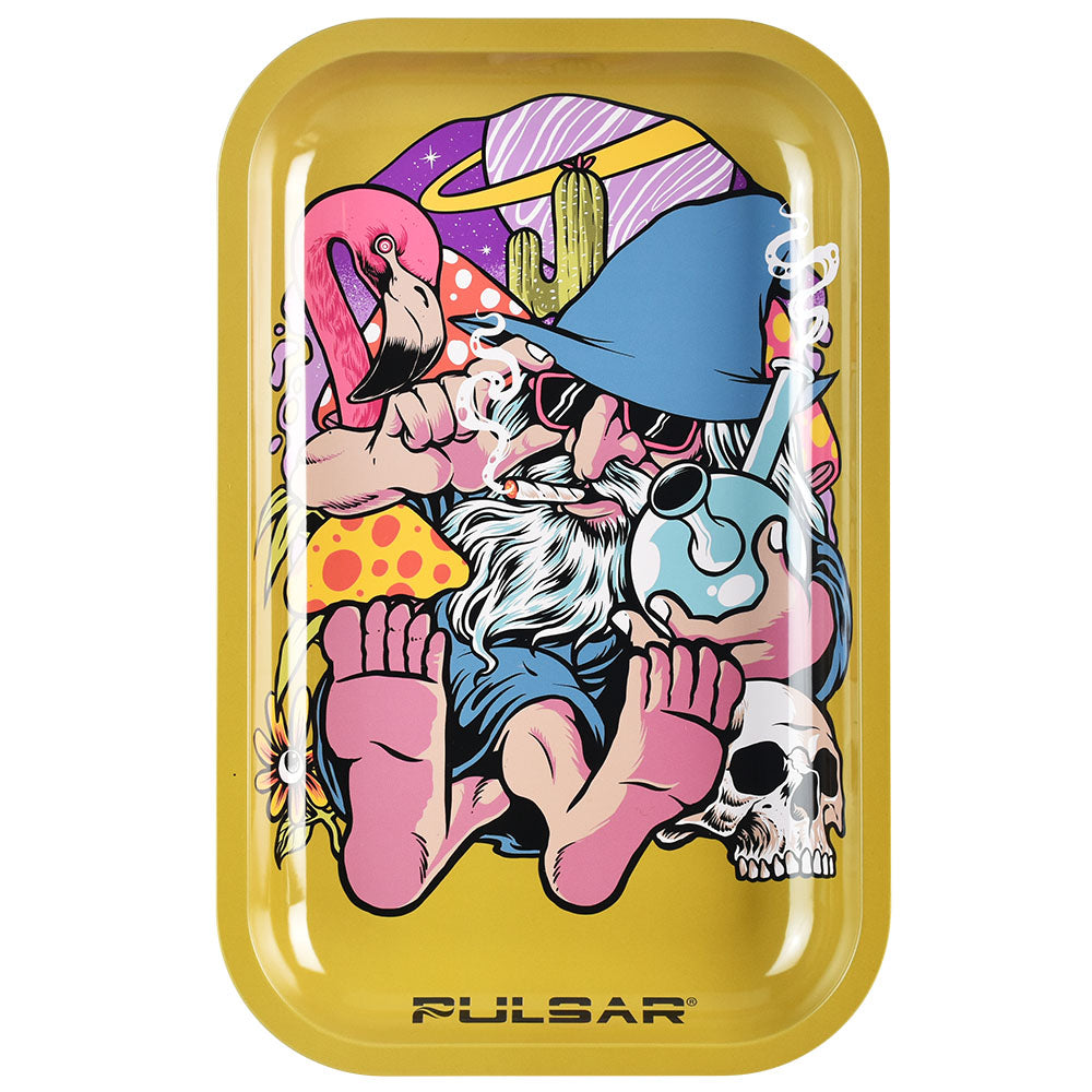 Pulsar Metal Rolling Tray - 11"x7" / Flamingo Wizard