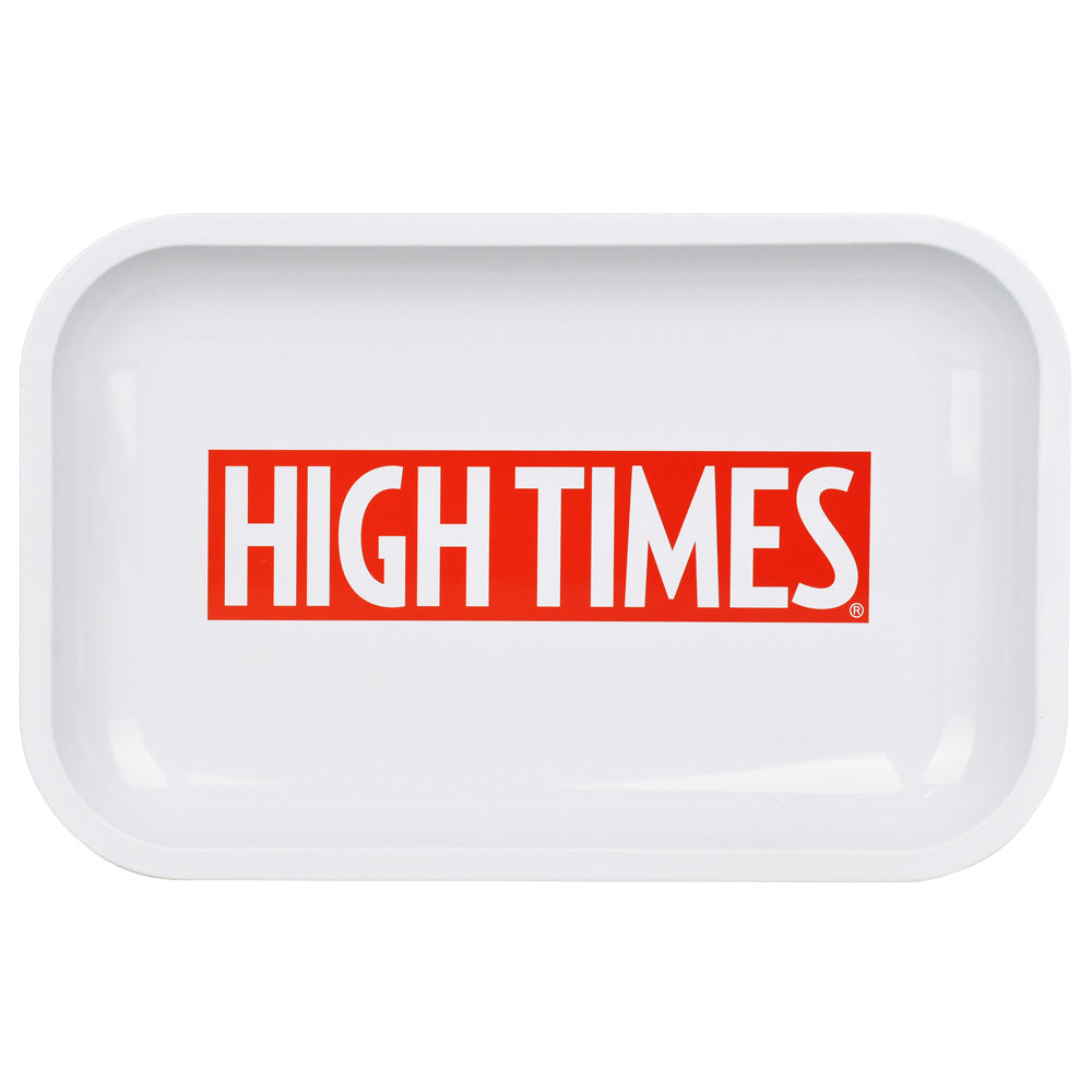 High Times Metal Rolling Tray w/ Lid - 11"x7" / High Times White