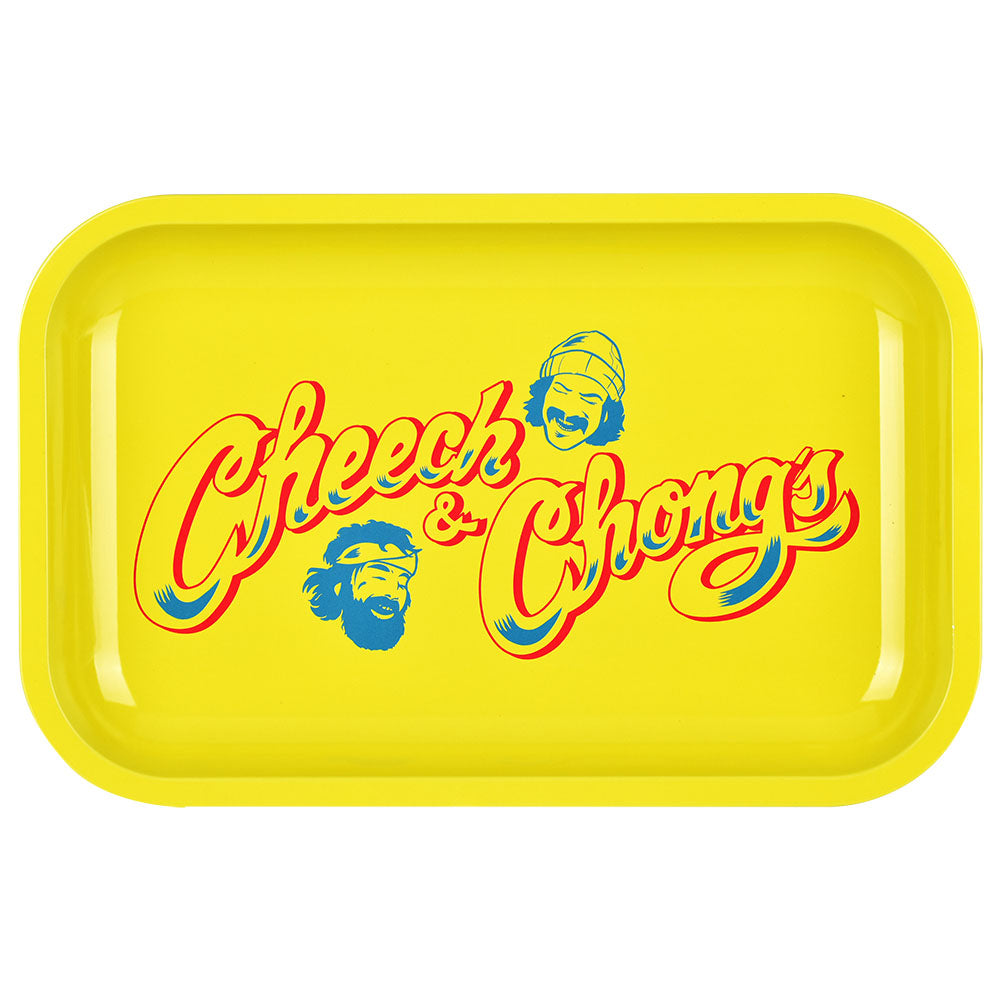 Cheech & Chong x Pulsar Metal Rolling Tray - Yellow Logo / 11" x 7"