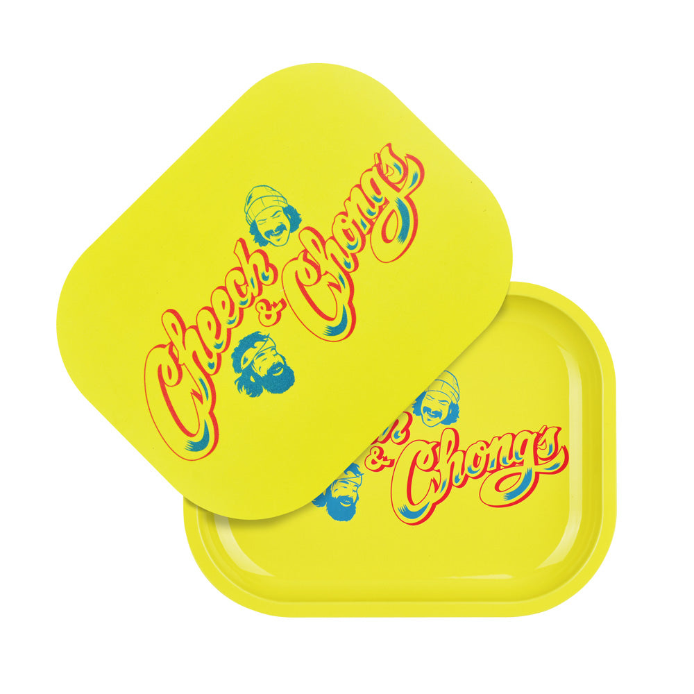 Cheech & Chong's x Pulsar Mini Metal Rolling Tray w/ Lid - Yellow Logo / 7