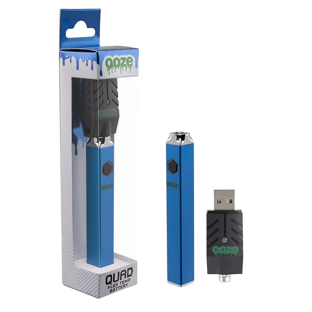 Ooze Quad Flex Temp Square Vape Pen 510 Battery | Sapphire Blue