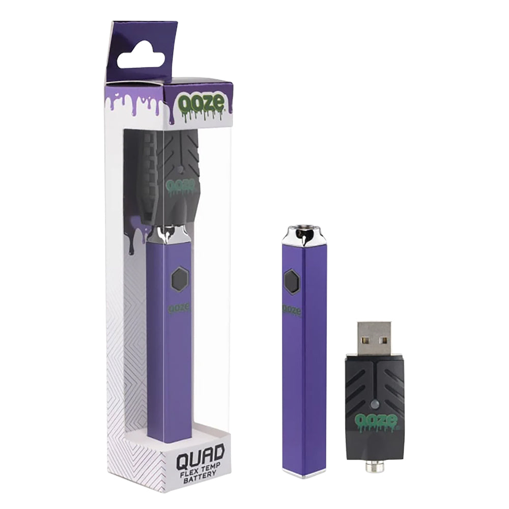 Ooze Quad Flex Temp Square Vape Pen 510 Battery | Purple Color