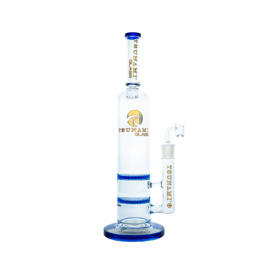 Tsunami Concentrate Rig Double Honeycomb 15" - Clear Blue