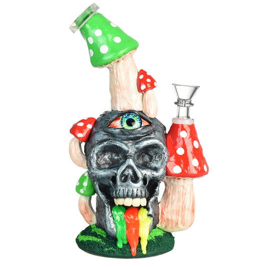 Pulsar Rainbow Puking Skull Water Pipe - 9.5"/14mm F