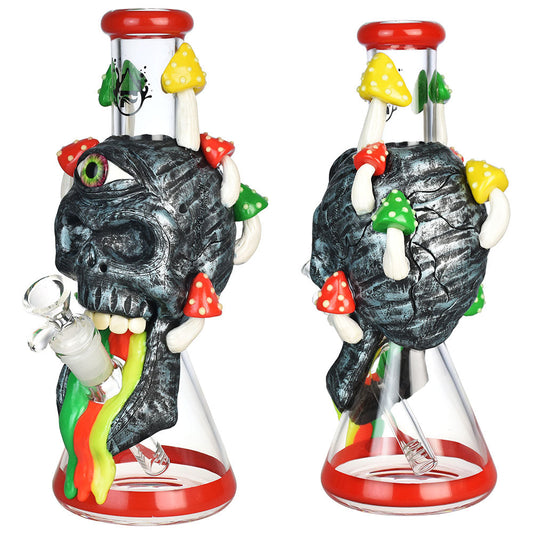 Pulsar Rainbow Puking Skull Beaker Water Pipe -10.25"/14mm F