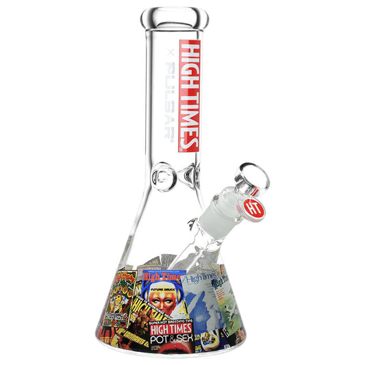 High Times x Pulsar Beaker Water Pipe - Magazine Covers / 10.5" / 14mm F