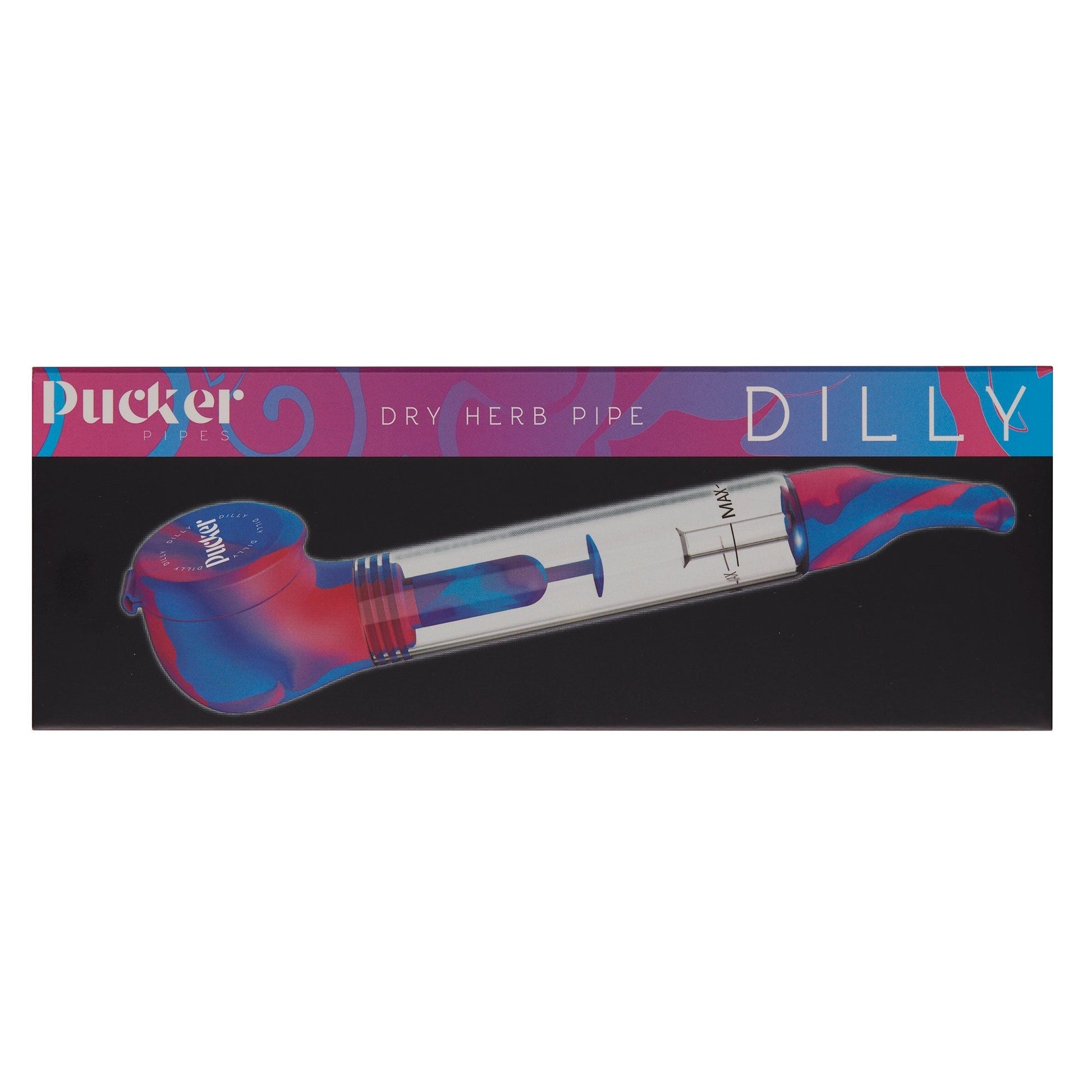 PUCKER "Dilly" Smoking Water Pipe - Psychedelic - (1 Count)-Silicone Hand Pipe
