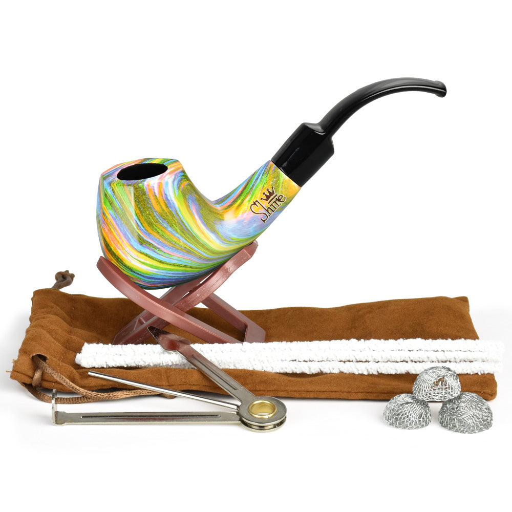 Pulsar Shire Pipes Bent Apple Rainbow Tobacco Pipe | Full Set