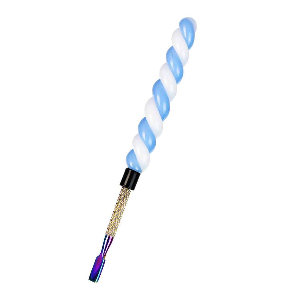 Unicorn Horn Glass & Anodized Steel Dab Tool | Blue White